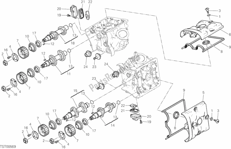 All parts for the Cylinder Head : Timing System of the Ducati Hypermotard 939 SP USA 2016